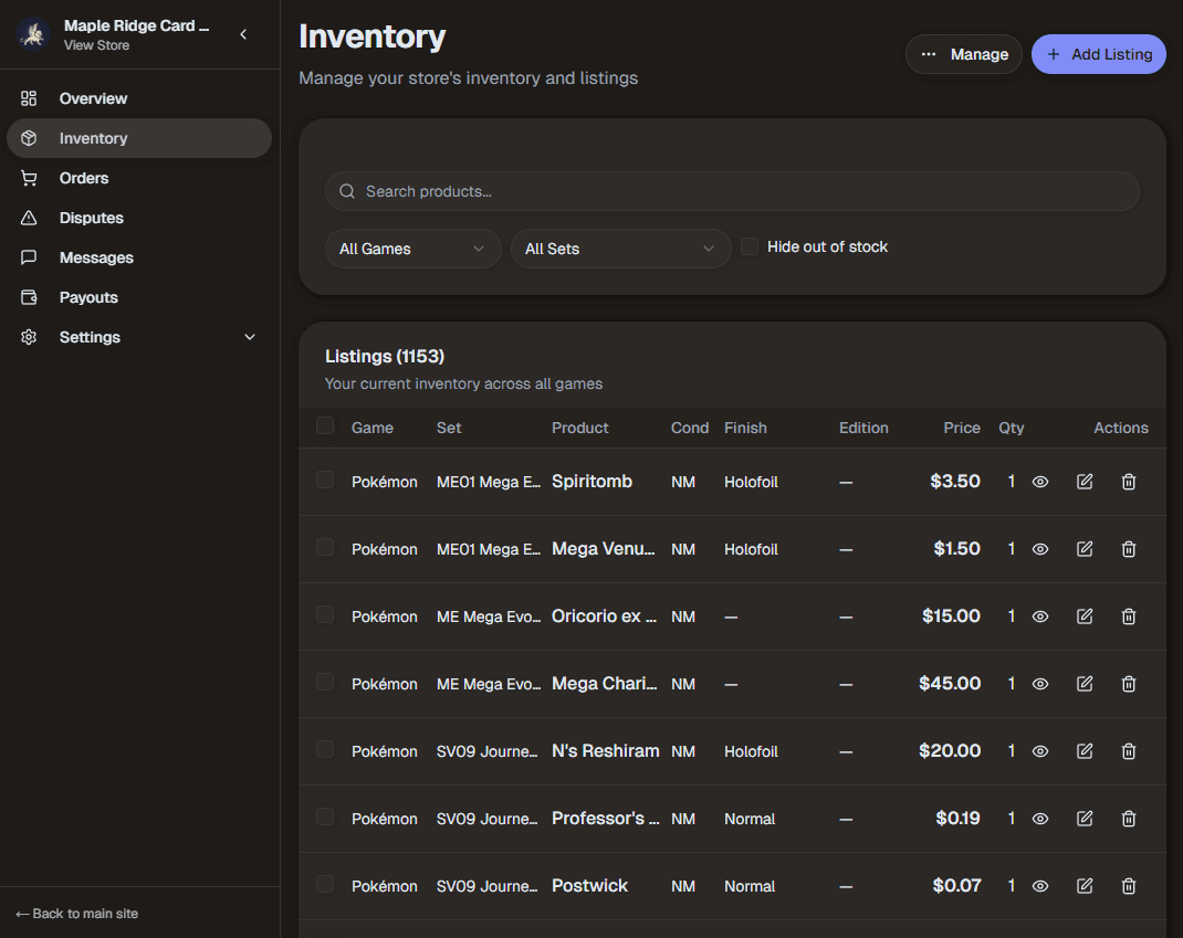 CTCGX - Canada's Trading Card Game Marketplace screenshot 3
