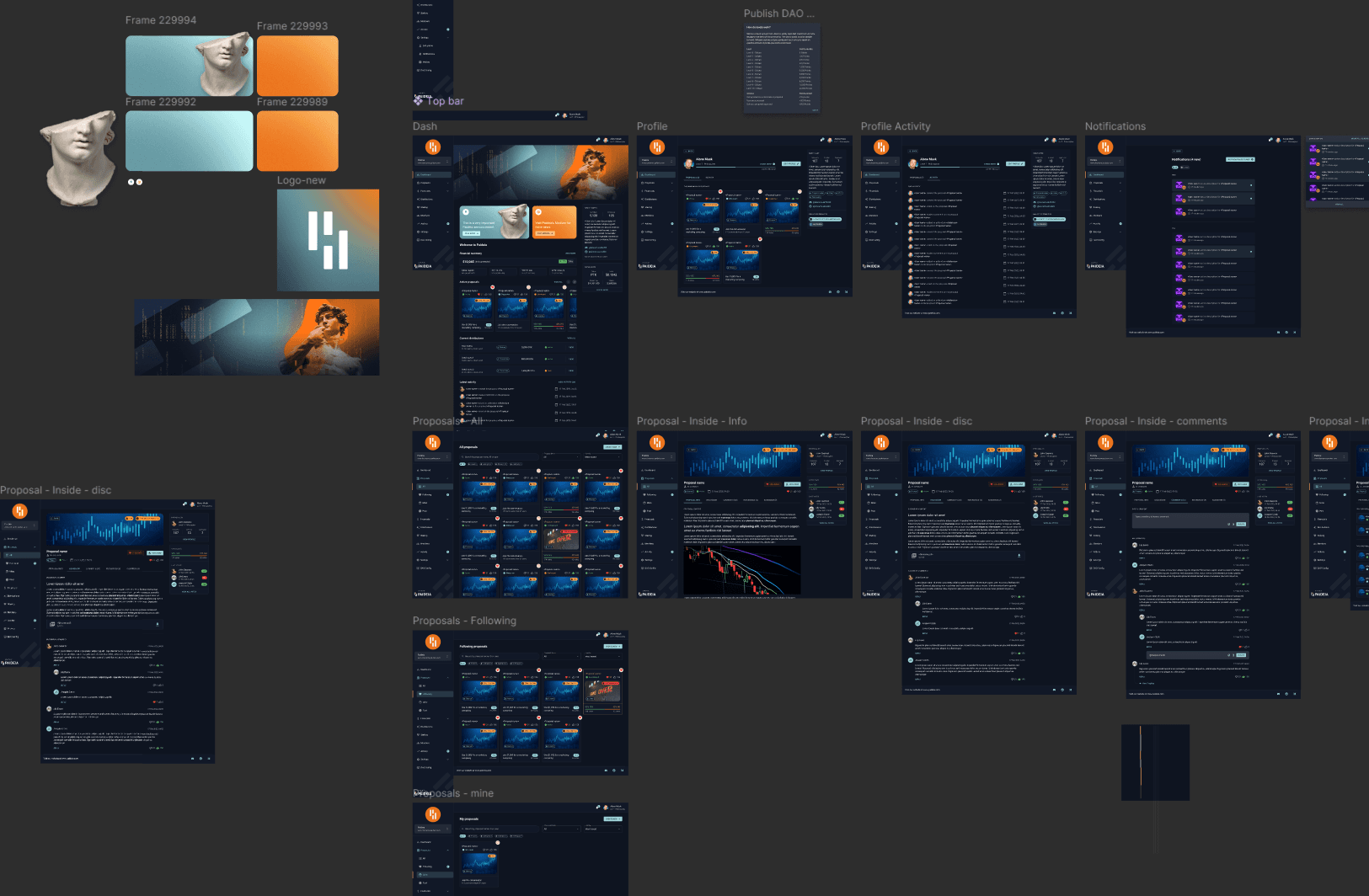 Paideia — Desktop screens with user flow connections